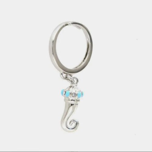 Anello in Metallo con corno impreziosito da punte di smalto turchese