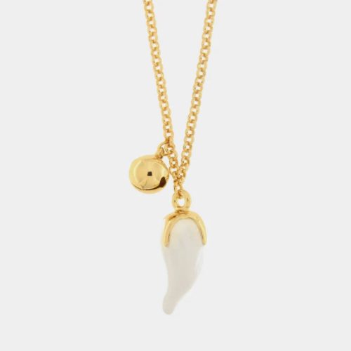 Collana in Metallo corno bianco con sonaglio