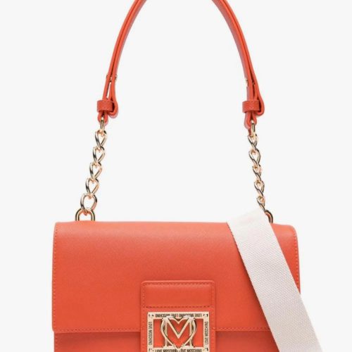 BORSA ROSSO DONNA A SPALLA CON PLACCA LOGO