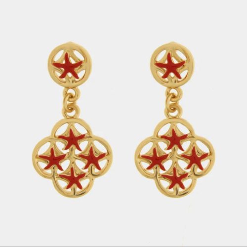 Orecchini in Metallo maioliche con stelle marine rosse