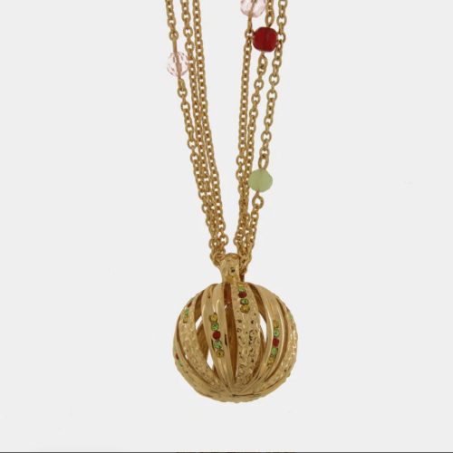 Collana in Metallo con pendenti tondi e zirconi multicolor
