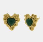 Orecchini in Acciaio cuore con cristallo verde