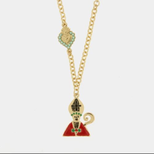 Collana in Metallo Con San Gennaro e cuore
